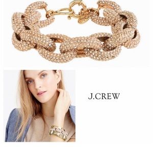 J CREW Chunky Rhinestone Pave Chain Link Bracelet Crystals